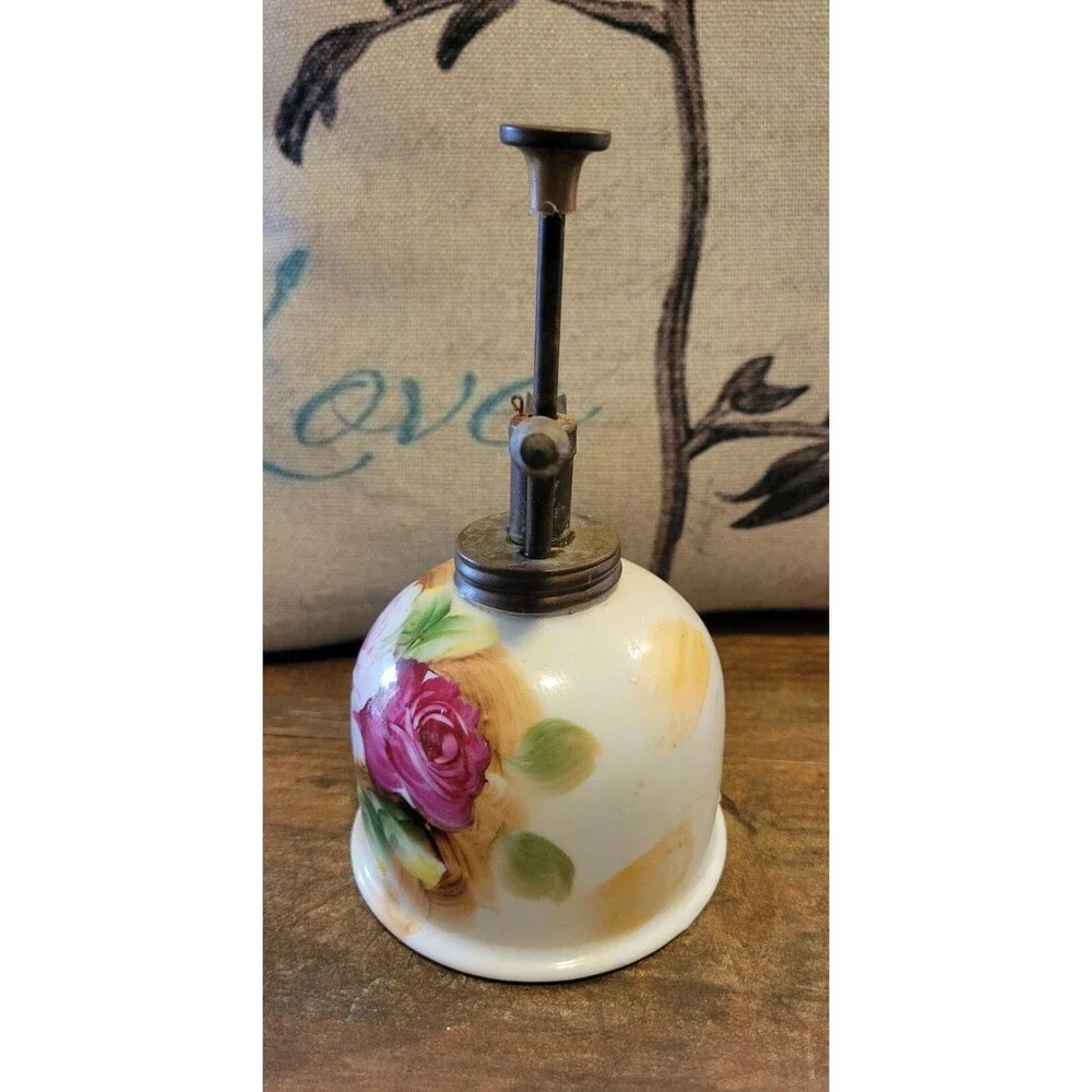 Vintage Lefton Lego  Pink Roses Atomizer -  Porcelain Brass - Japan